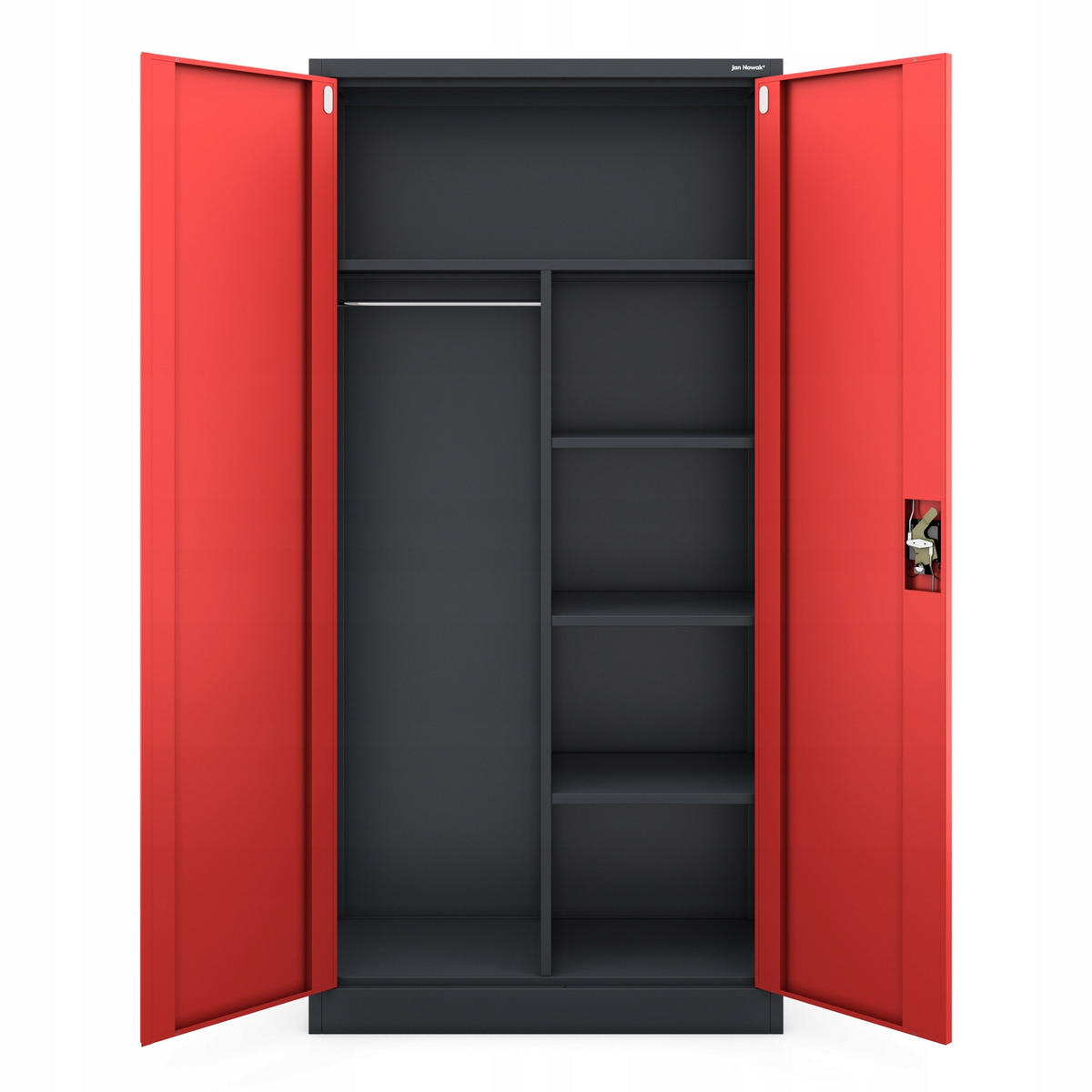 MEHRZWECKSCHRANK DAWID - Anthrazit/Rot, Metall (90/185/45cm) - Jan Nowak