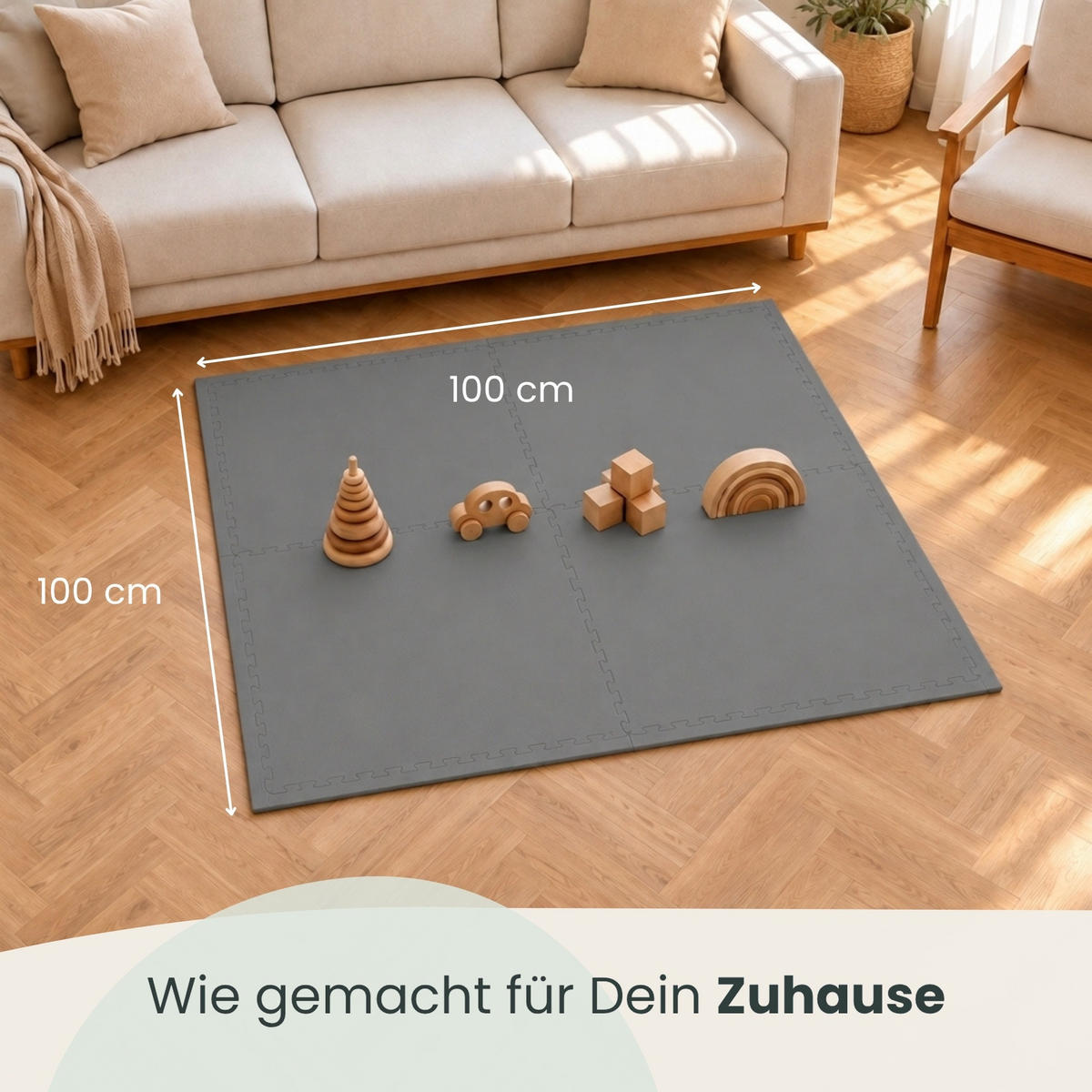 SPIELMATTE Uni - 50x50x1 cm - Puzzlematte Grau - Grau, Kunststoff (50/50cm) - Littletom
