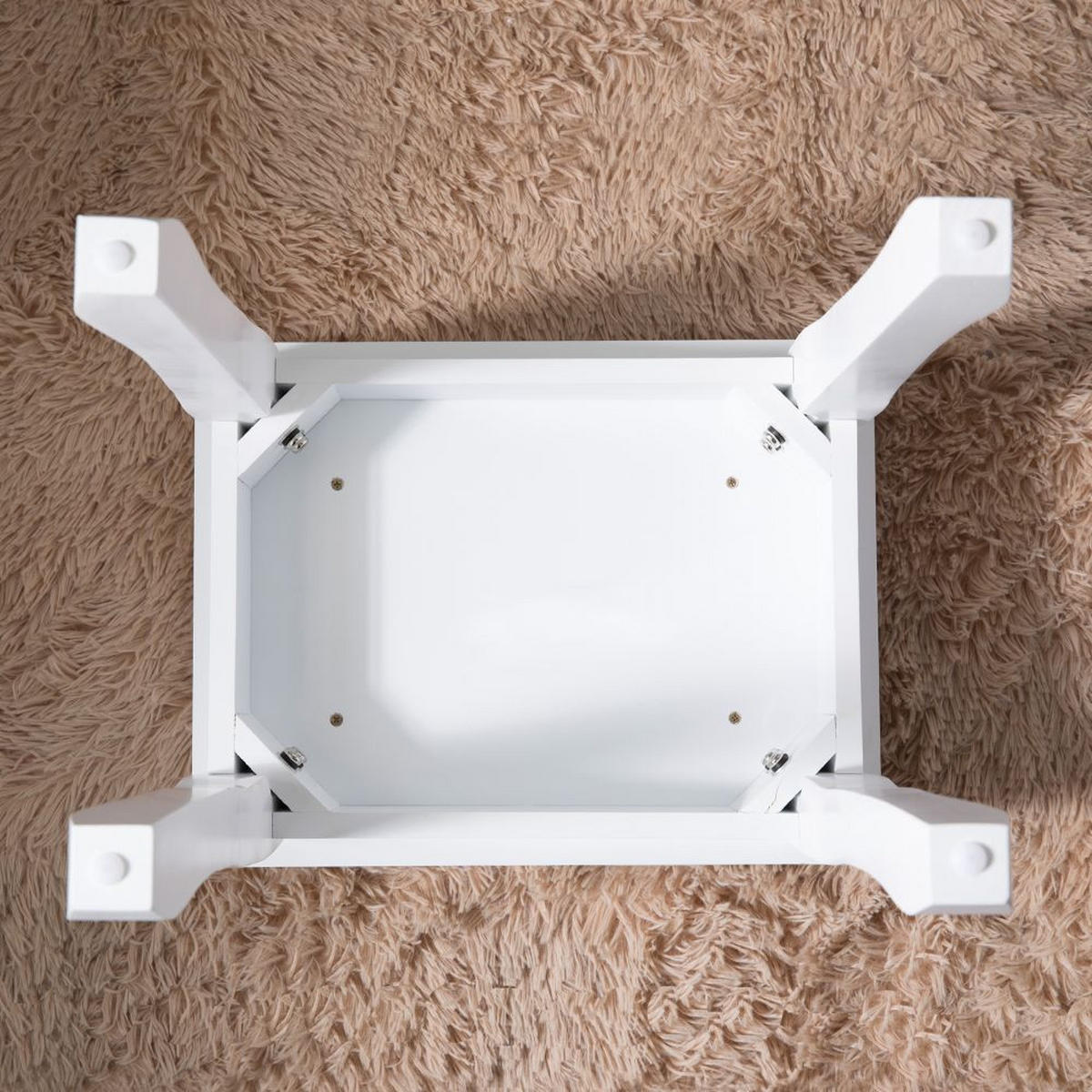 HOCKER Weiß - Weiß, Leder/Textil (43/45/33cm) - WISHDOR