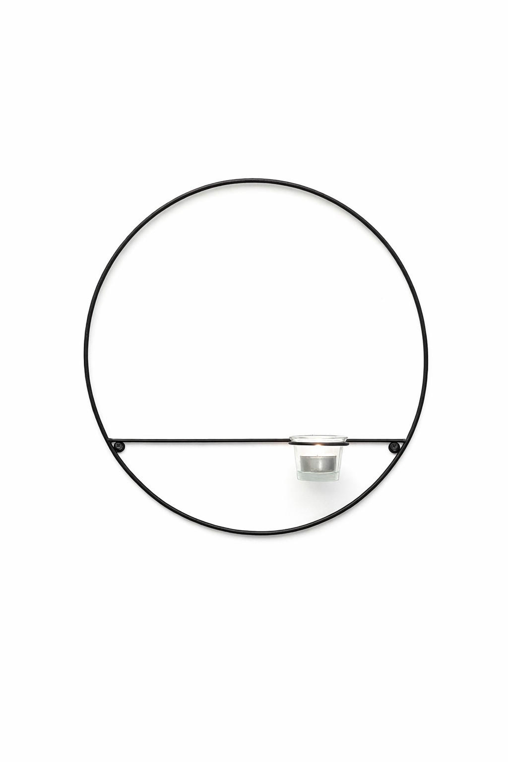 WANDTEELICHTHALTER Rund Metall Schwarz 36/7,5/36 cm - Schwarz, Metall (36cm) - DanDiBo