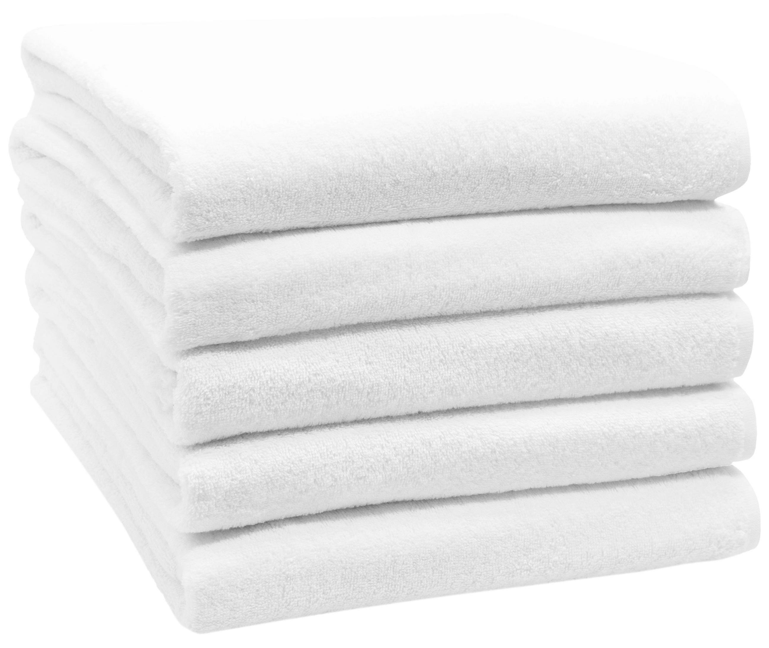 BADETUCH, 5er-Set, 100x150 cm, 100% Baumwolle, Weiß - Weiß, Textil (100/150cm) - Zollner