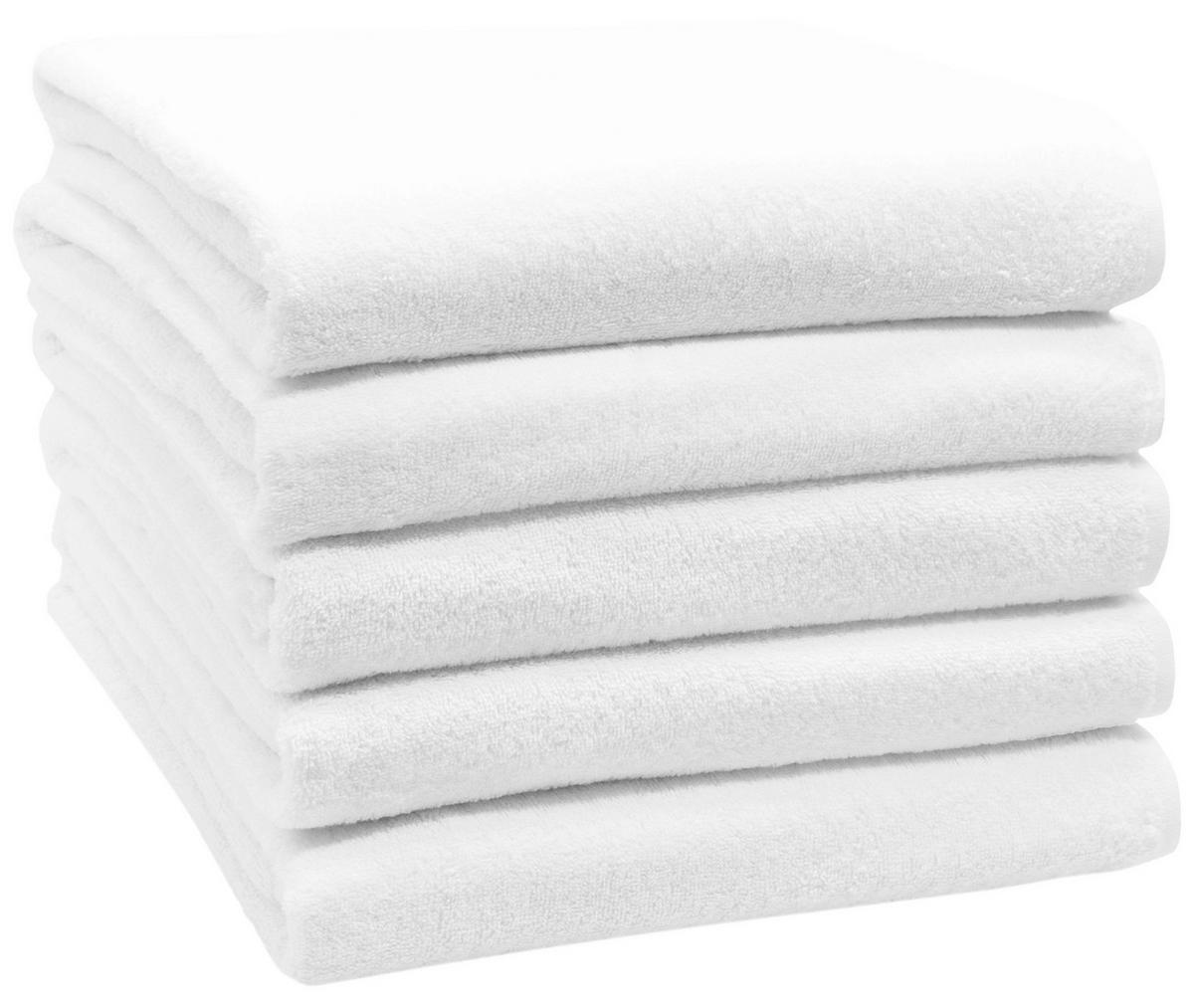 BADETUCH, 5er-Set, 100x150 cm, 100% Baumwolle, Weiß - Weiß, Textil (100/150cm) - Zollner