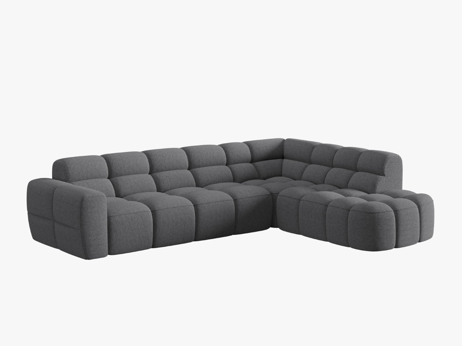 ECKSOFA rechts Lisa aus strukturiertem Stoff grau 5 Sitzplätze - Grau, Textil (234/293cm) - Micadoni