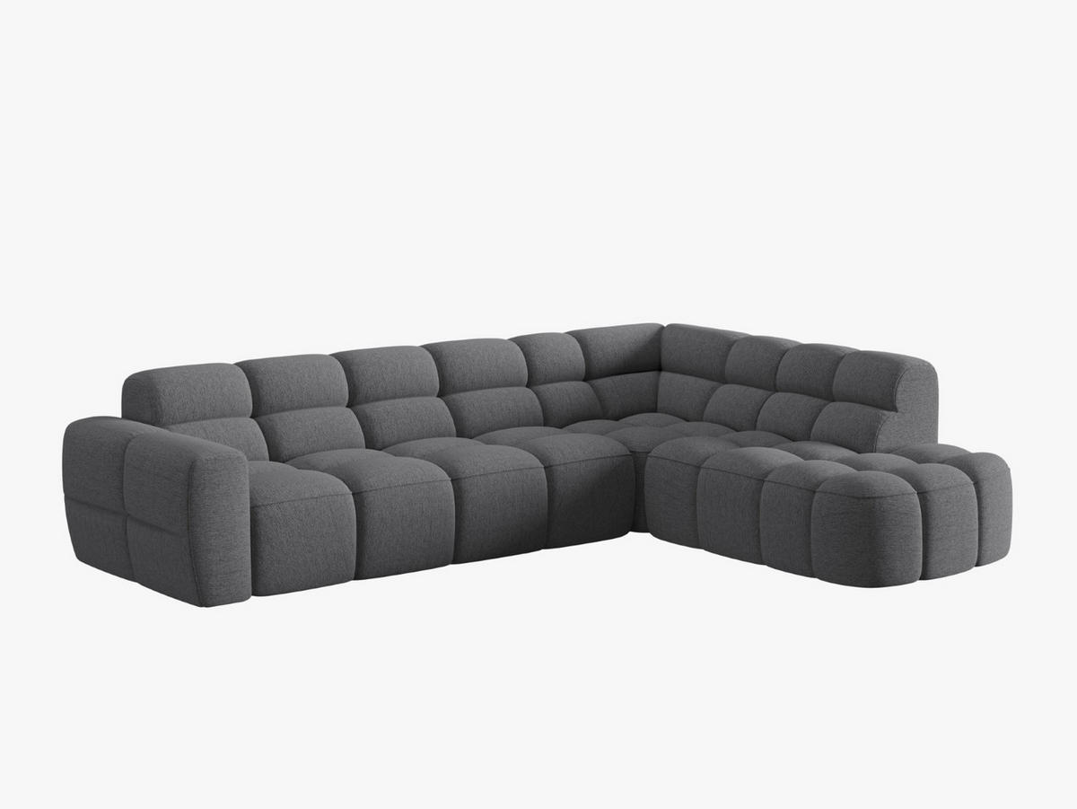 ECKSOFA rechts Lisa aus strukturiertem Stoff grau 5 Sitzplätze - Grau, Textil (234/293cm) - Micadoni
