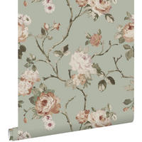 TAPETE Blumenmuster 53 cm x 10.05 m - Grün, Papier (53/1000cm) - ESTAhome