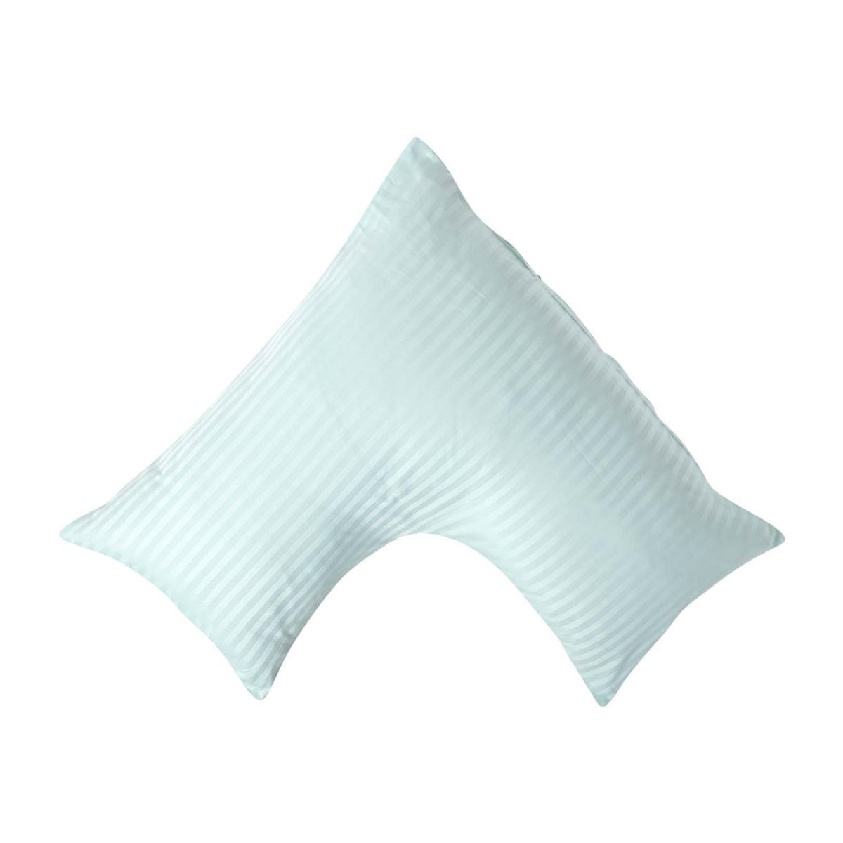 KISSENBEZUG für V-Form-Kissen, Damast-Streifen, Fadendichte 330 - Blau, Textil (38/76cm) - Homescapes