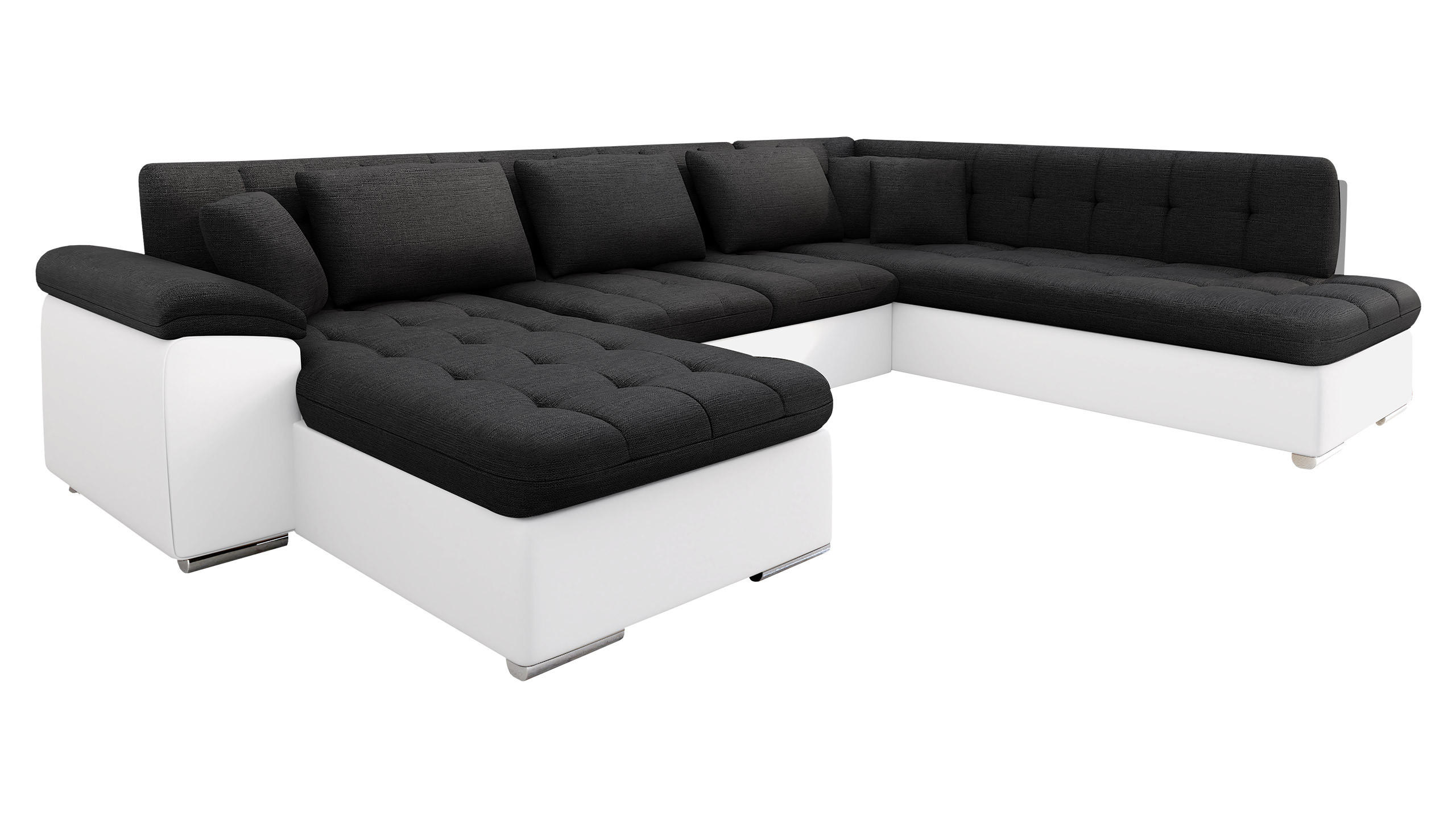 WOHNLANDSCHAFT Niko Bis, Seite: Links - Weiß Hochglanz, Holz/Textil (348/76/205cm) - MIRJAN24
