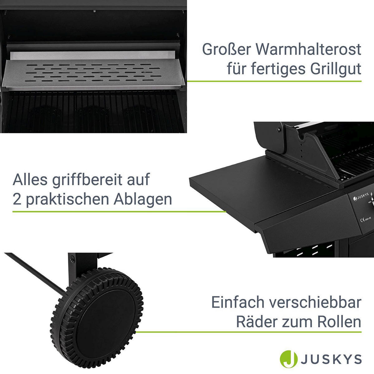 GASGRILL Louisiana schwarz - Schwarz, Metall (110/132/53cm) - Juskys