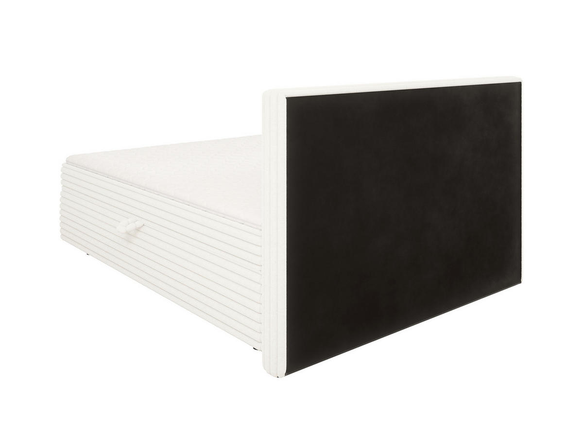 BOXBETT Roma 160/200 cm Hellbeige Plüschcord - Beige/Schwarz, Holz/Kunststoff (160/200cm) - S-Style Möbel