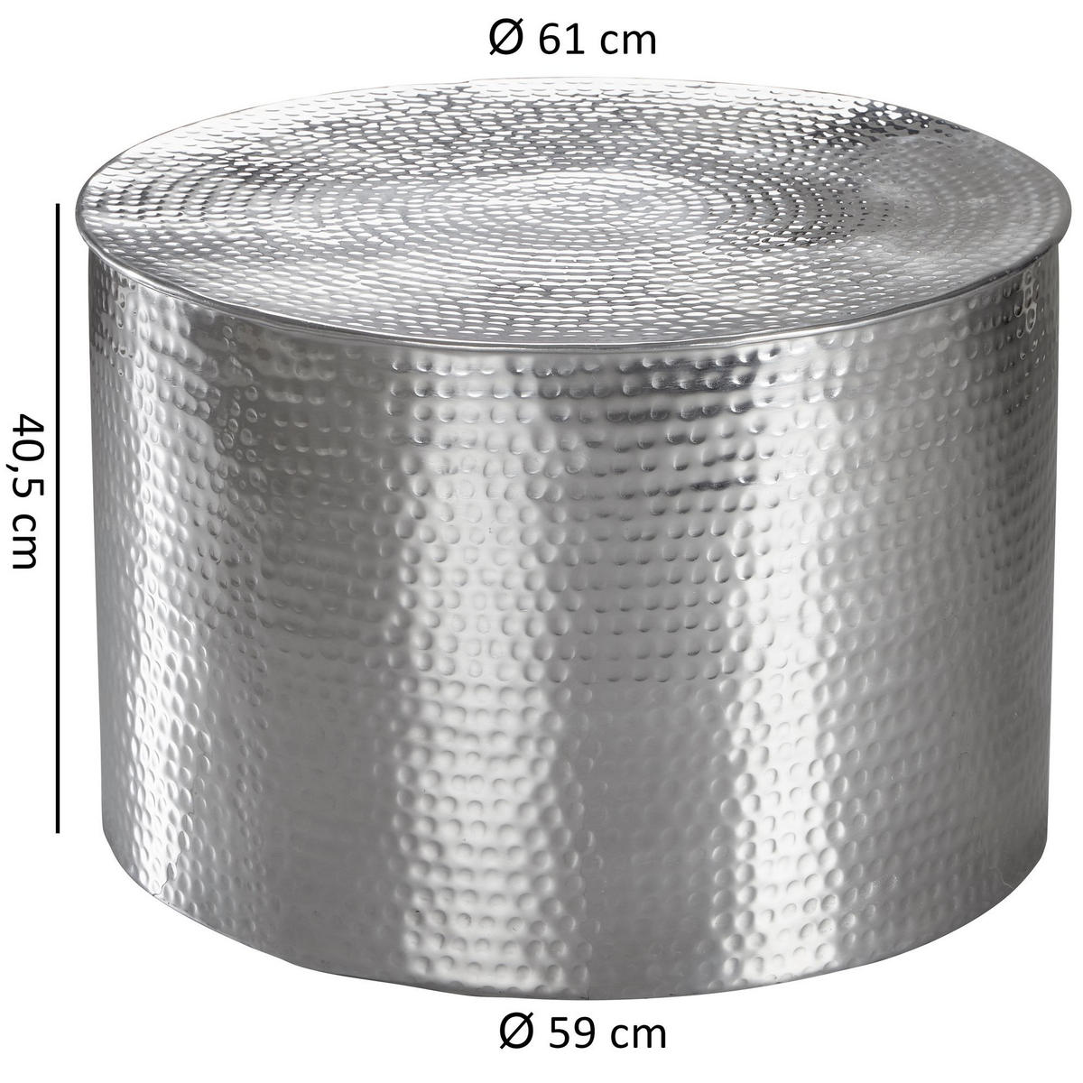 COUCHTISCH orientalisch MANI - Silberfarben, Metall (61/61/40.5cm) - tinkaro