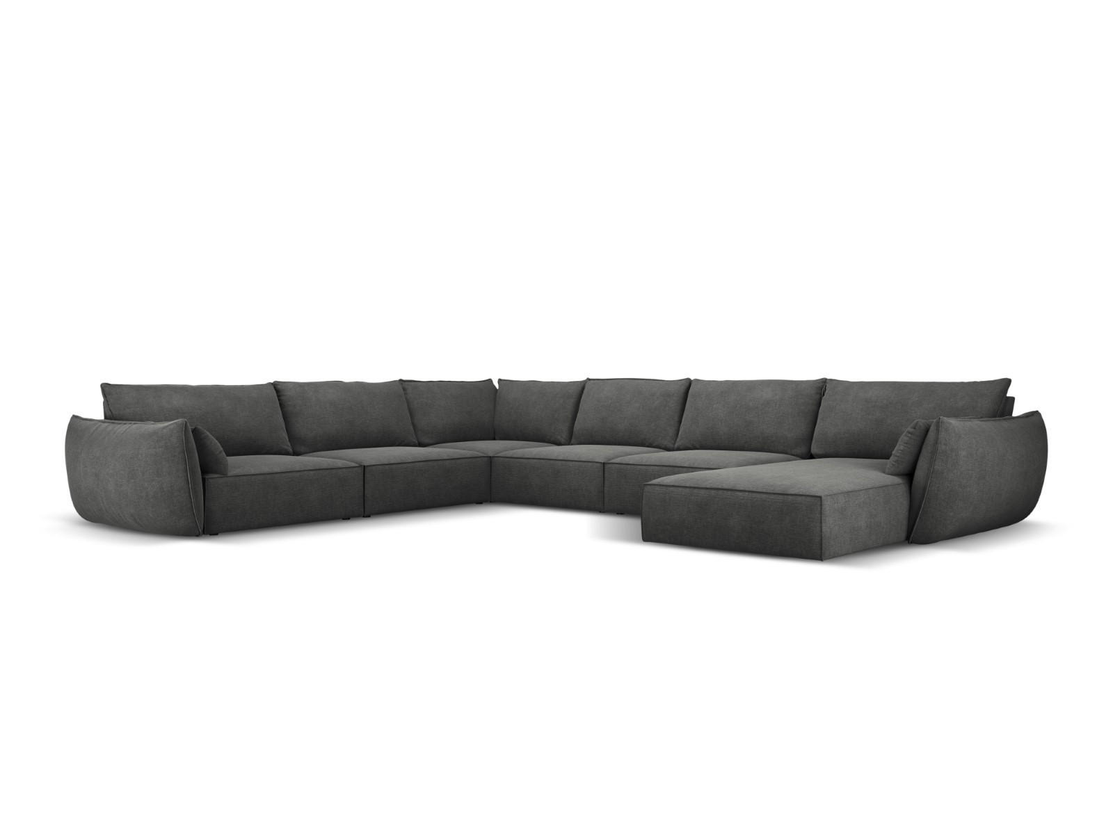 PANORAMASOFA links Kaelle aus Chenille-Stoff dunkelgrau 8 Sitzplätze - Dunkelgrau, Textil (284/85/384cm) - Micadoni