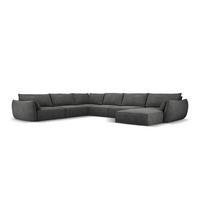 PANORAMASOFA links Kaelle aus Chenille-Stoff dunkelgrau 8 Sitzplätze - Dunkelgrau, Textil (284/85/384cm) - Micadoni