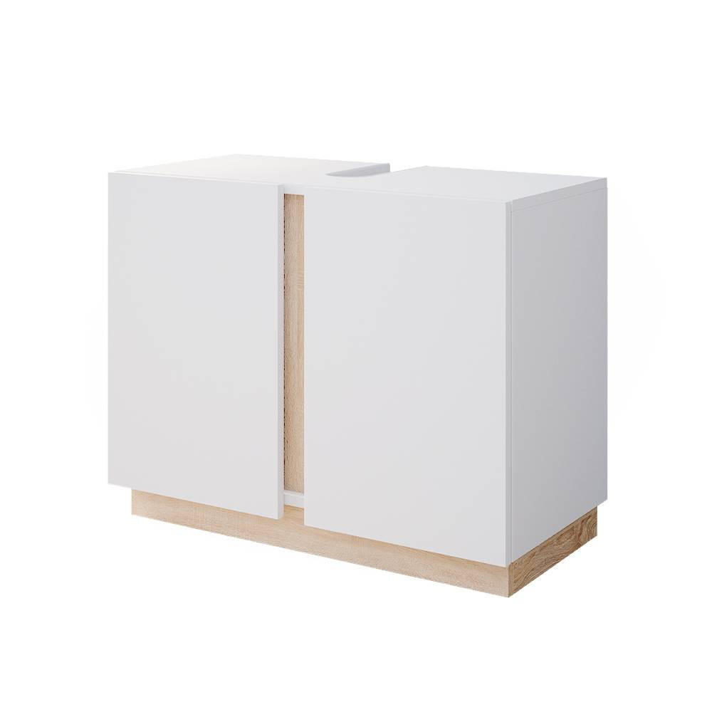 WASCHBECKENUNTERSCHRANK Gloria Weiß 70.4 x 55.5 cm mit 2 Türen - Weiß, Holzwerkstoff (70.4/55.5/34.6cm) - Vicco