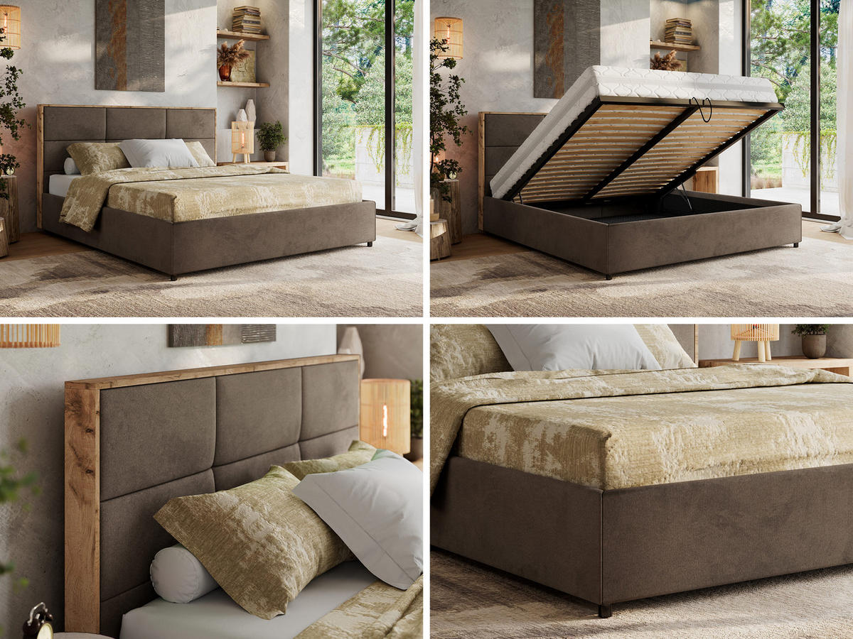 POLSTERBETT LERIO CLASSIC 180/200 - Braun Velvet - ohne Matratze - Braun, Textil (180/200cm) - MKS