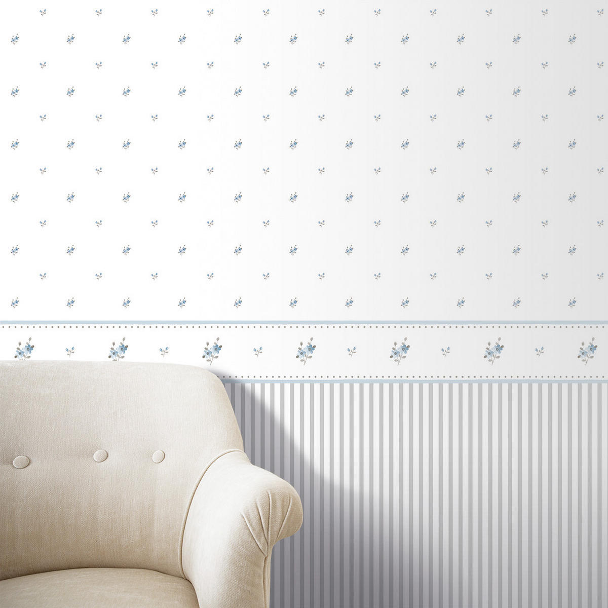 TAPETE Streifen 53 cm x 10 m - Grau, Papier (53/1000cm) - Sanders & Sanders
