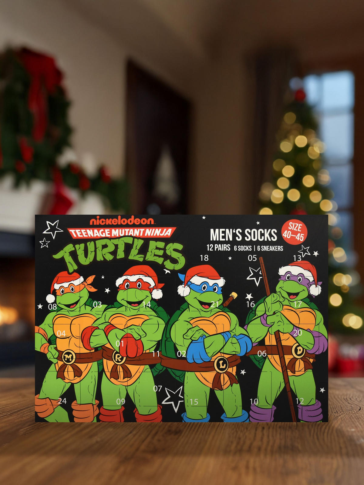 ADVENTSKALENDER Teenage Mutant Ninja Turtles mit 12 Paar Socken Größe 40-45 - Multicolor, Textil (37/5/26.5cm) - United Labels