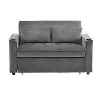 SCHLAFSOFA Samt mit Schlaffunktion und Getränkehaltern Grau 137/76,5/83 cm - Grau, Textil (83/137/76.5cm) - Redom