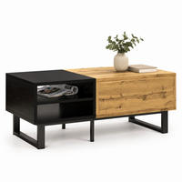 COUCHTISCH 100/50/40 cm Natur/Schwarz aus Spanplatte mit Fächern und Schublade - Naturfarben, Holzwerkstoff (100/50/40cm) - OKMYHOME