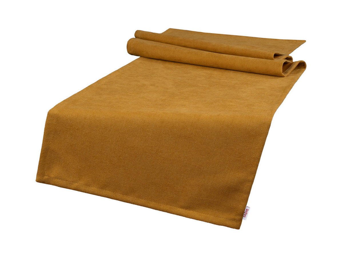 TISCHLÄUFER FarbTon Chenille-Haptik curry-gelb 140/40 cm - Currygelb, Textil (40/140cm) - beties Heimtextil