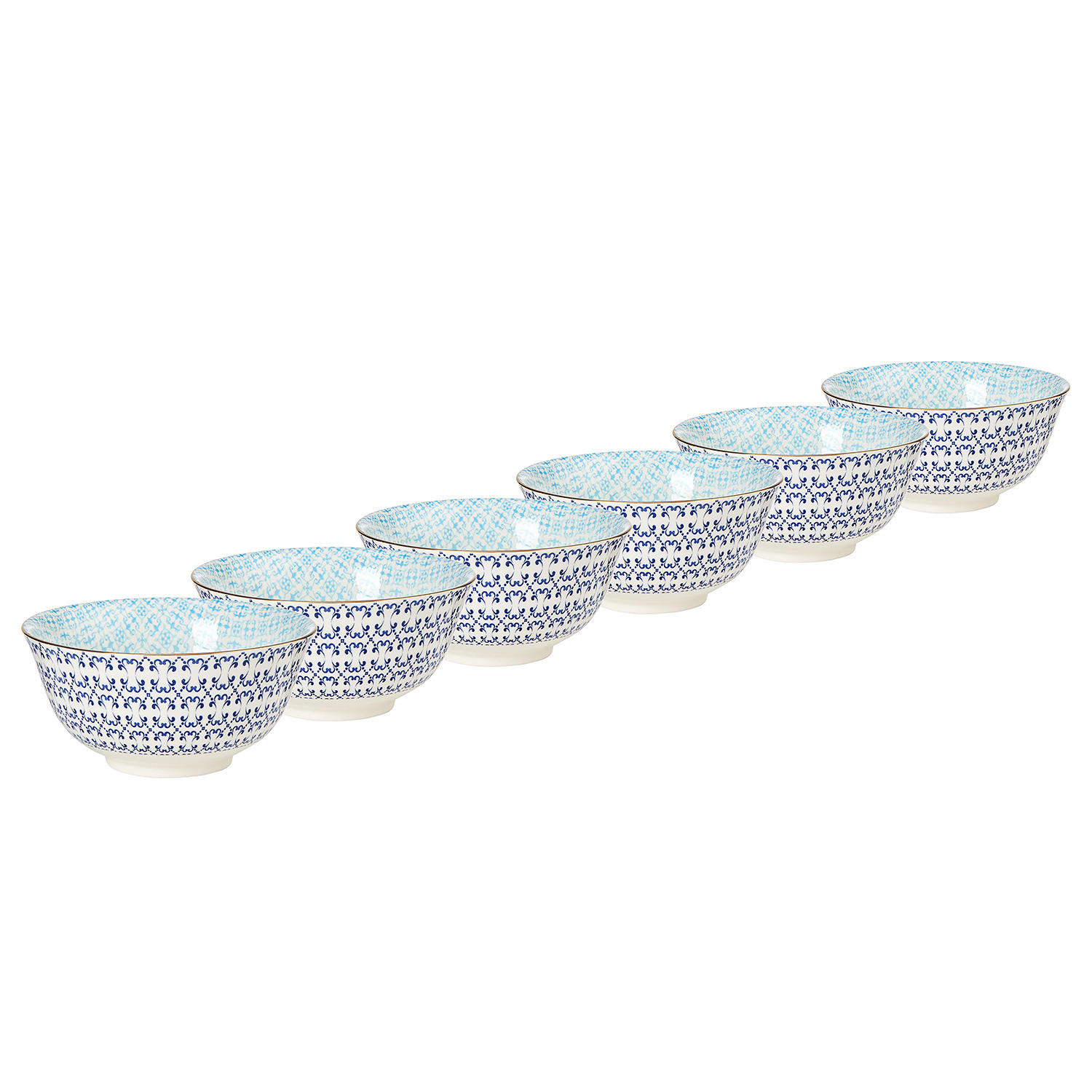 SCHALE (6er Set) Ornaments - Blau, Keramik (15/15/7cm) - BUTLERS