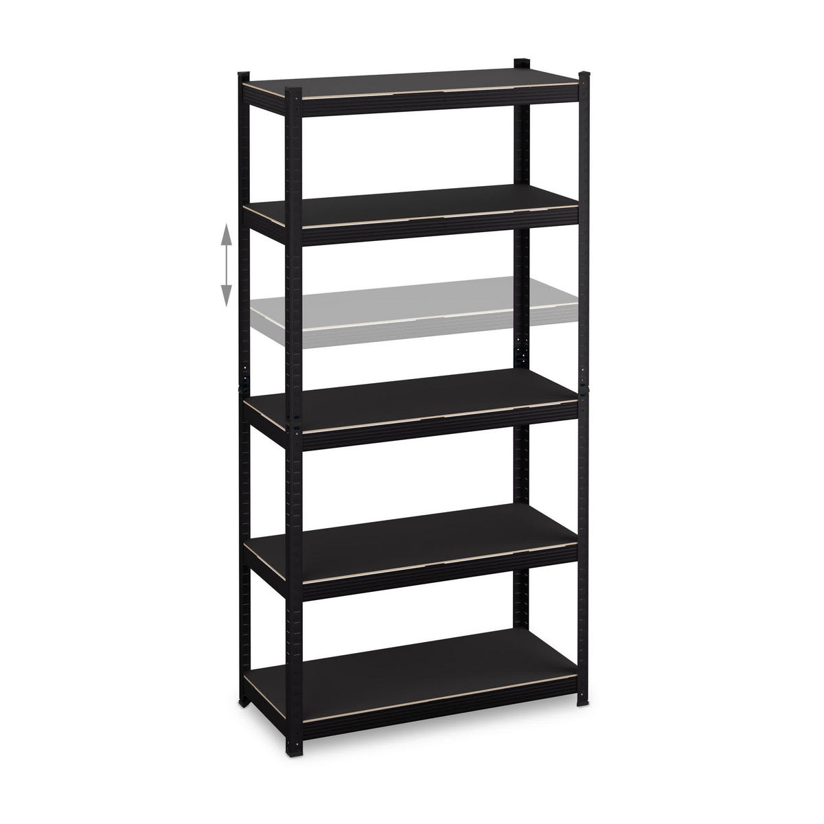 SCHWERLASTREGAL - Schwarz, Holzwerkstoff/Metall (90/180/40cm) - Relaxdays