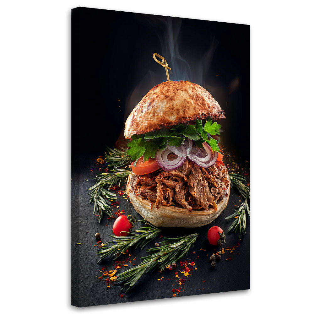 LEINWANDBILD Burger-Food-Küche 40x60cm - Braun, Textil (40/60cm) - Feeby