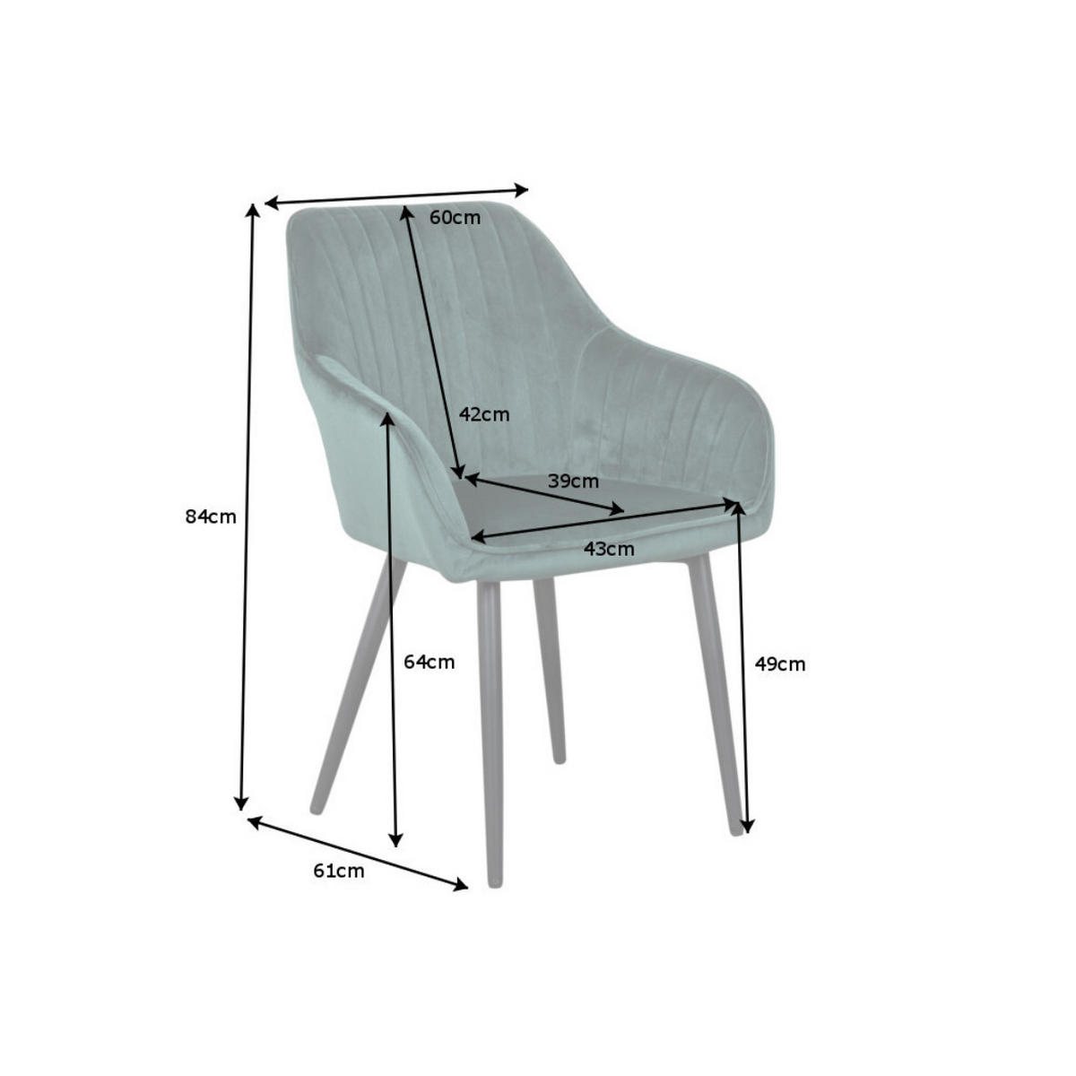 STUHL TURIN Samt Smaragdgrün - Grün, Textil (60/84/61cm) - riess-ambiente