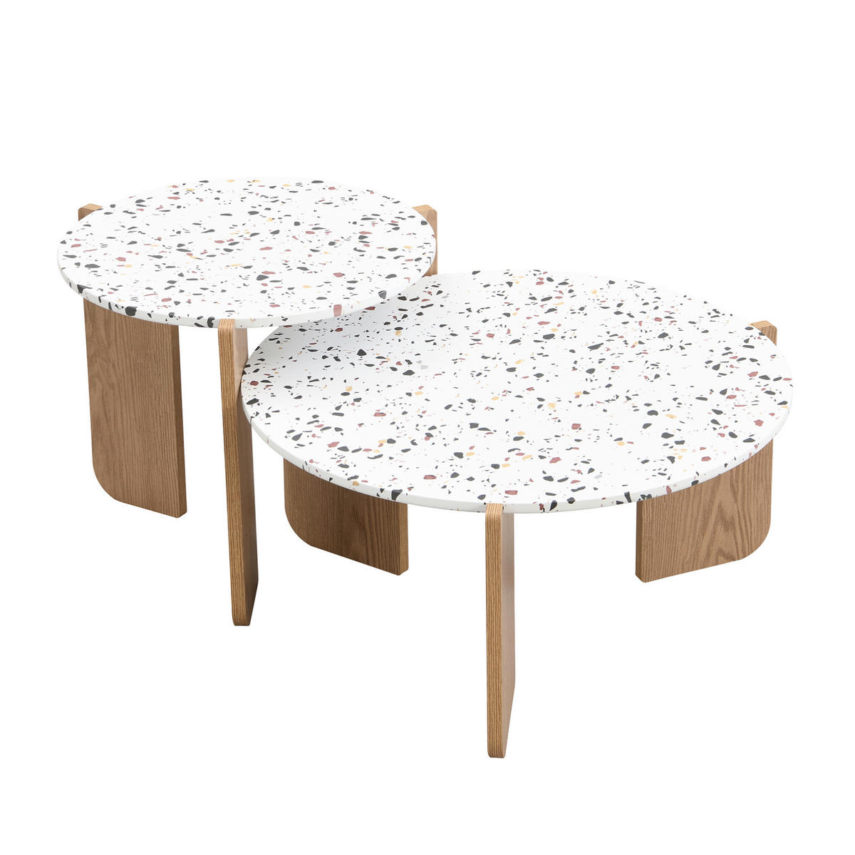 SADA konferenčních stolků 70/70/35 cm přírodní a bílá z MDF v zasouvacím provedení - bílá, kompozitní dřevo (70/70/35cm) - OKWISH