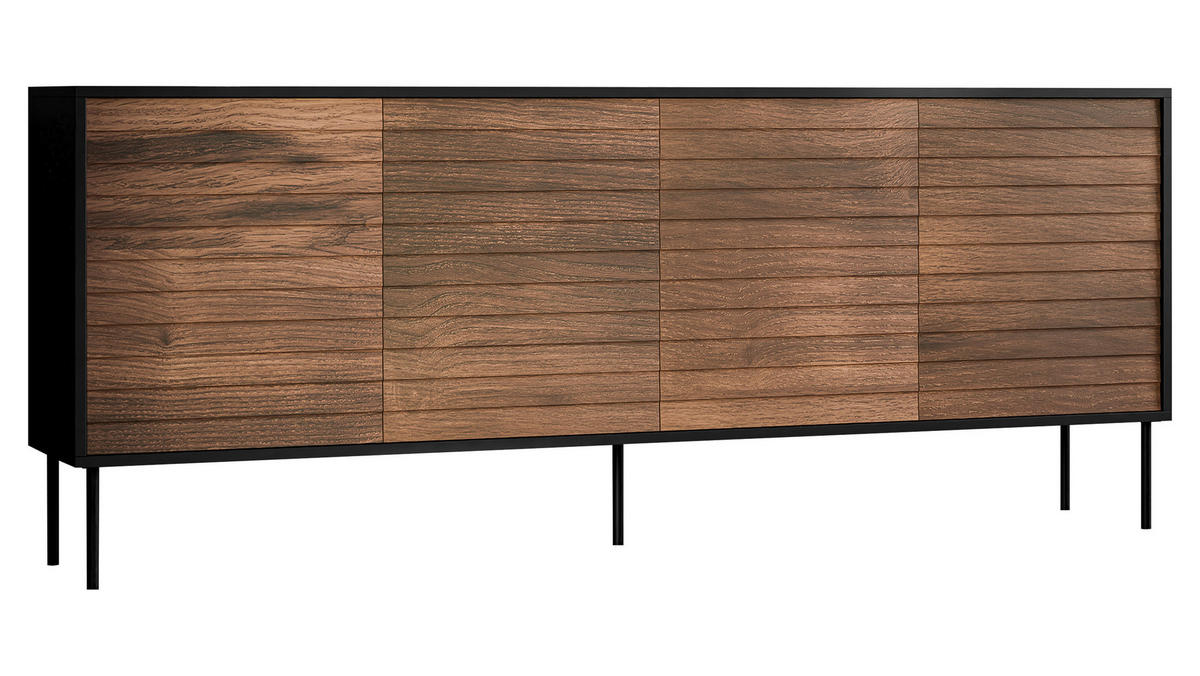 SIDEBOARD Cortina 200 4D - Schwarz/Braun, Holzwerkstoff/Metall (200/81/40cm) - MIRJAN24