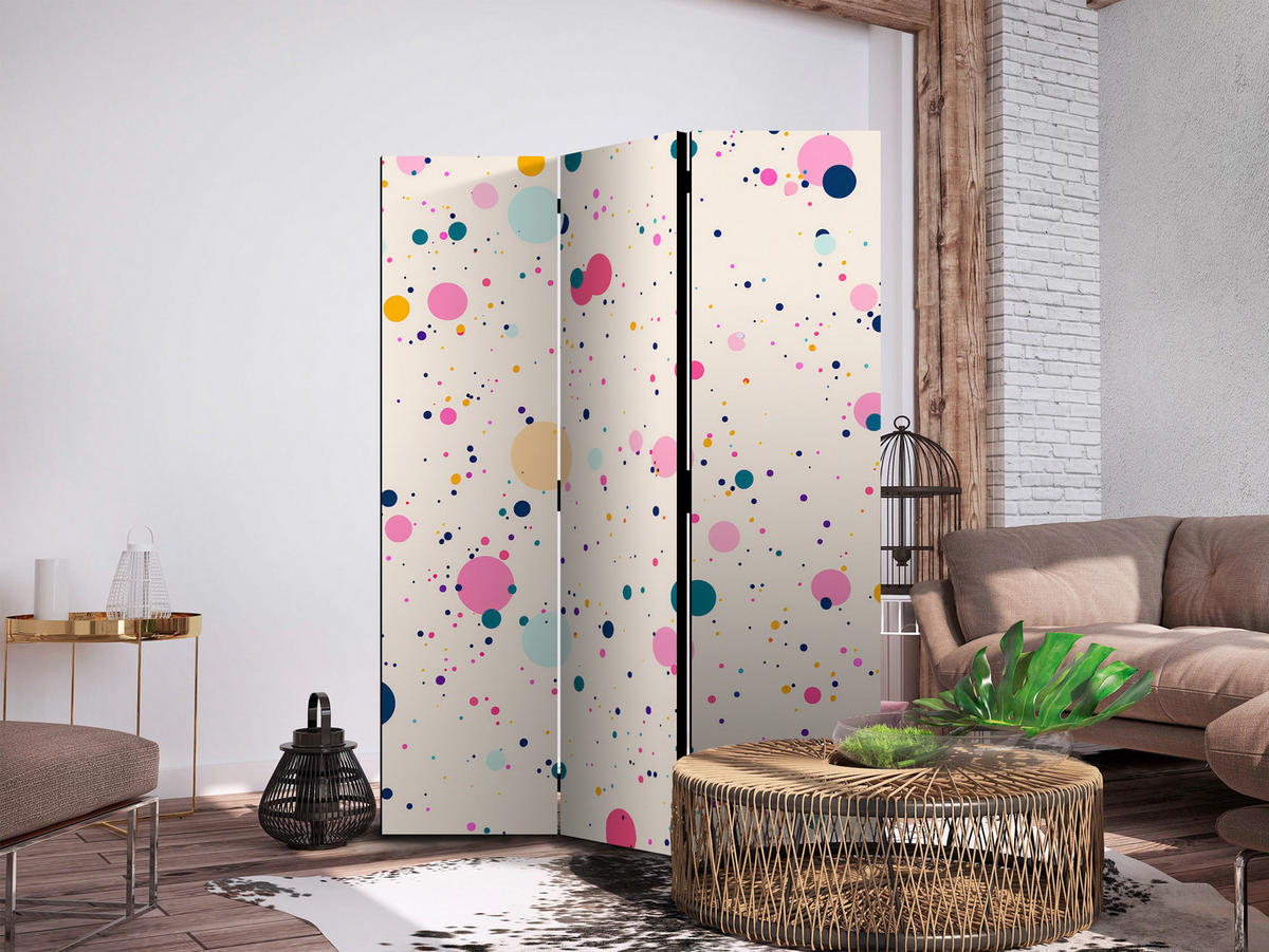 PARAVENT Akustik 3-tlg 135x172 cm abstrakte Flecken und Kleckse - Multicolor, Holz/Textil (135/172/3cm) - Muralo
