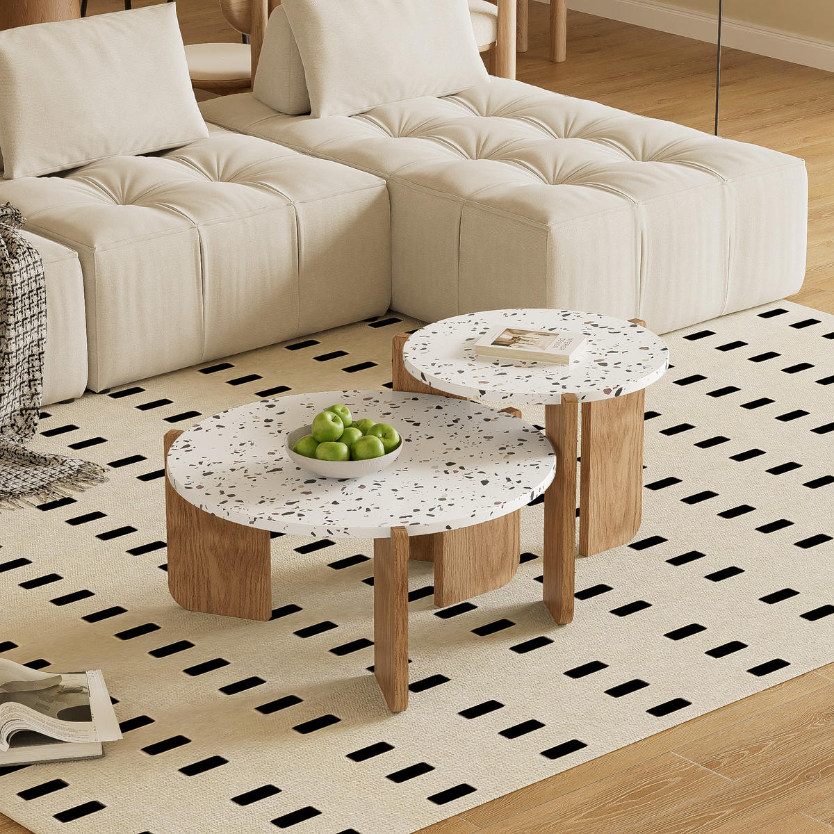 COUCHTISCH 2er Set stapelbar für Wohnzimmer & Balkon - Multicolor, Metall (70/70/35cm) - SHOPENTRA