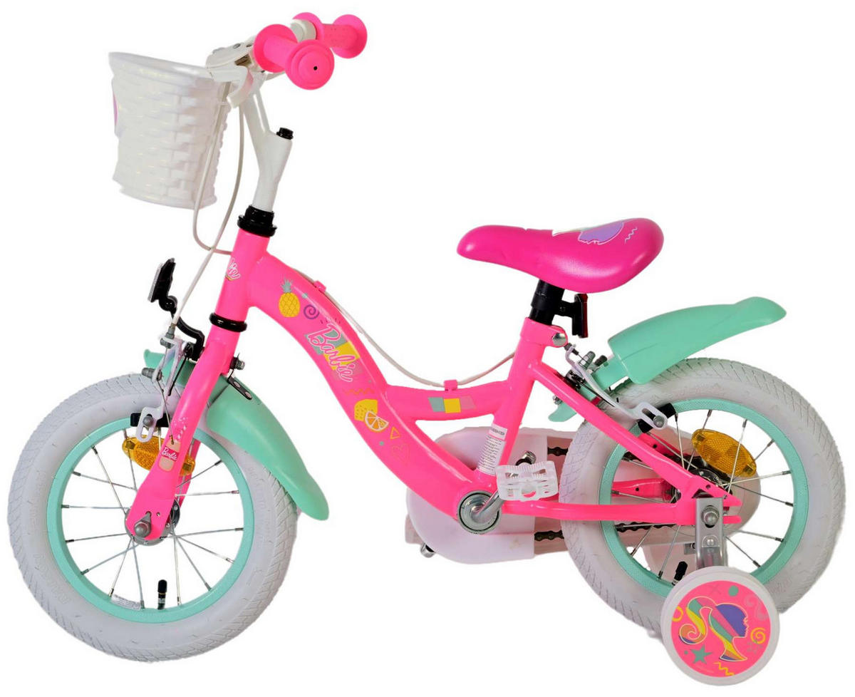 KINDERFAHRRAD Barbie - Mädchen - 12 Zoll - 2 Handbremsen - Rosa - Rosa, Metall (48cm) - TPFSports
