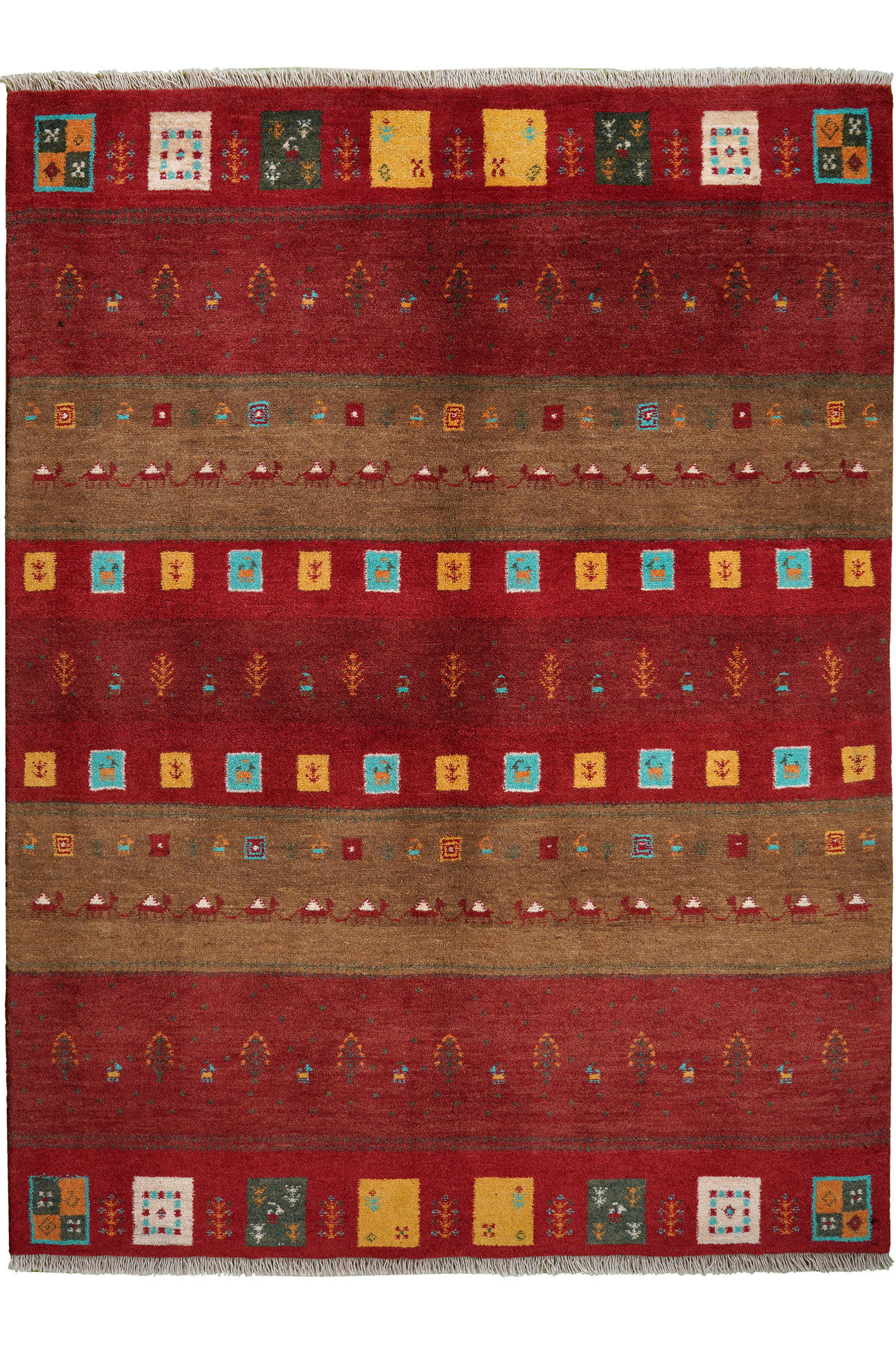 TEPPICH Gabbeh Sonnat Mehrfarbig 200/151 cm Schurwolle - Multicolor, Textil (151/200cm) - Looma