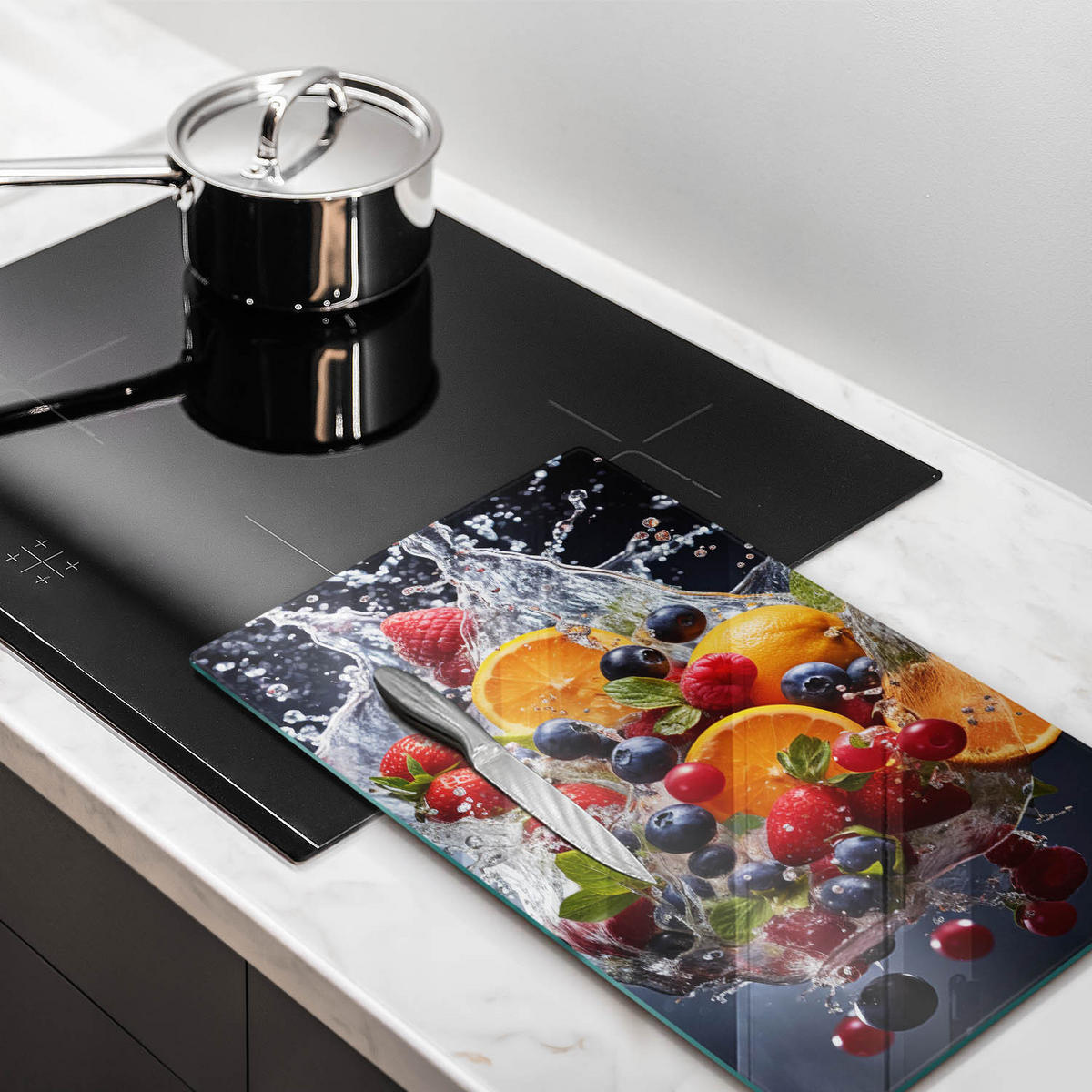 GLASPLATTE 30x52 cm Früchte im Wasser - Multicolor, Glas (30/52cm) - Wallfluent