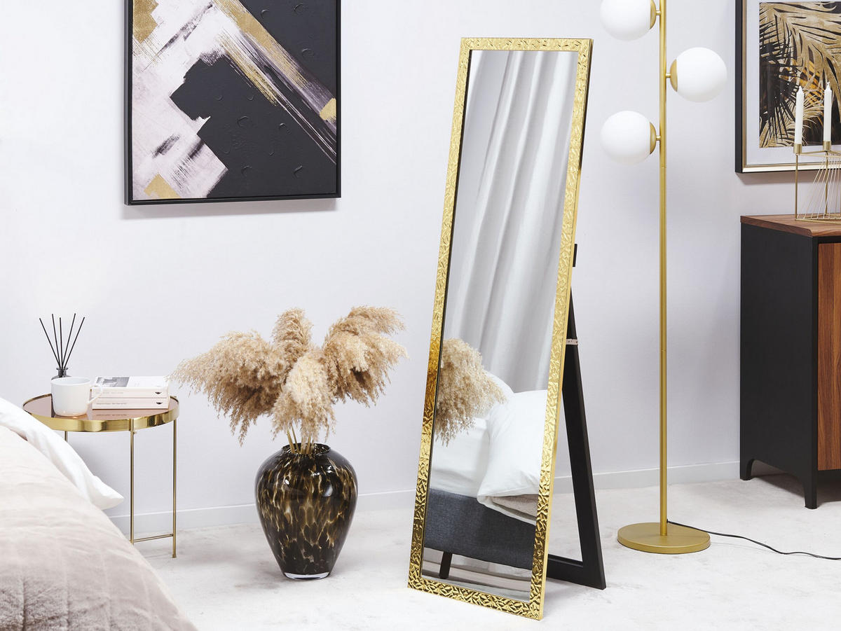 STEHSPIEGEL gold rechteckig 40/140 cm Brecey - Goldfarben, Kunststoff (40/140/3cm) - Beliani