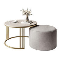 COUCHTISCH mit Hocker LORI Hochglanz gebürstetes Gold/glänzender Kaschmir/Perfect Harmony 82 - Kaschmir, Metall (70/70/49cm) - Lookway