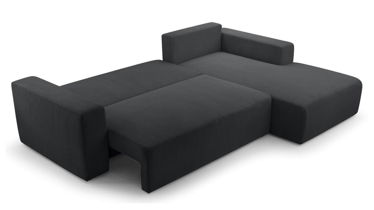 ECKSOFA L Form Catea Dunkelgrau 279/145/84 cm Rechts mit Schlaffunktion - Dunkelgrau/Schwarz, Kunststoff/Textil (279/145cm) - AX Living