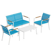 GARTENMÖBEL-SET, Metall 4 Personen, blau - Blau, Metall - Vallsero