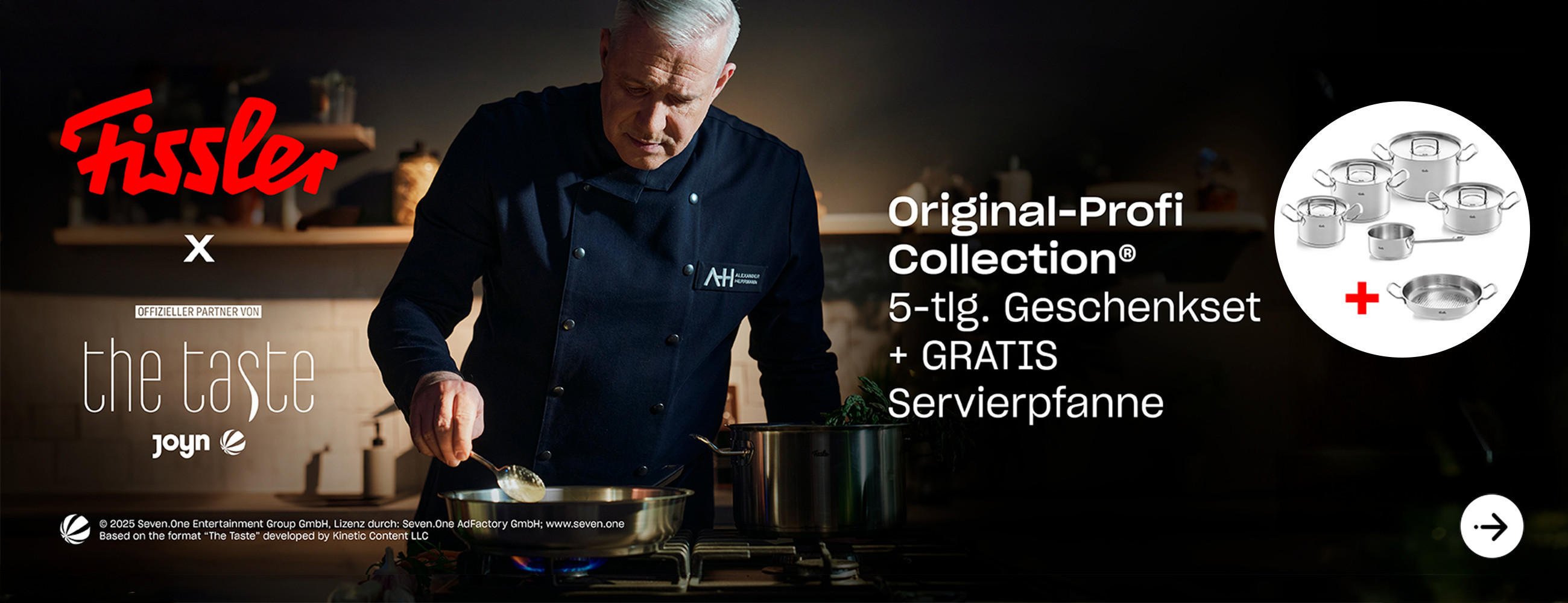FISSLER x the taste JOYN, Original-Profi Collection 5-tlg. Geschenkset + GRATIS Servierpfanne