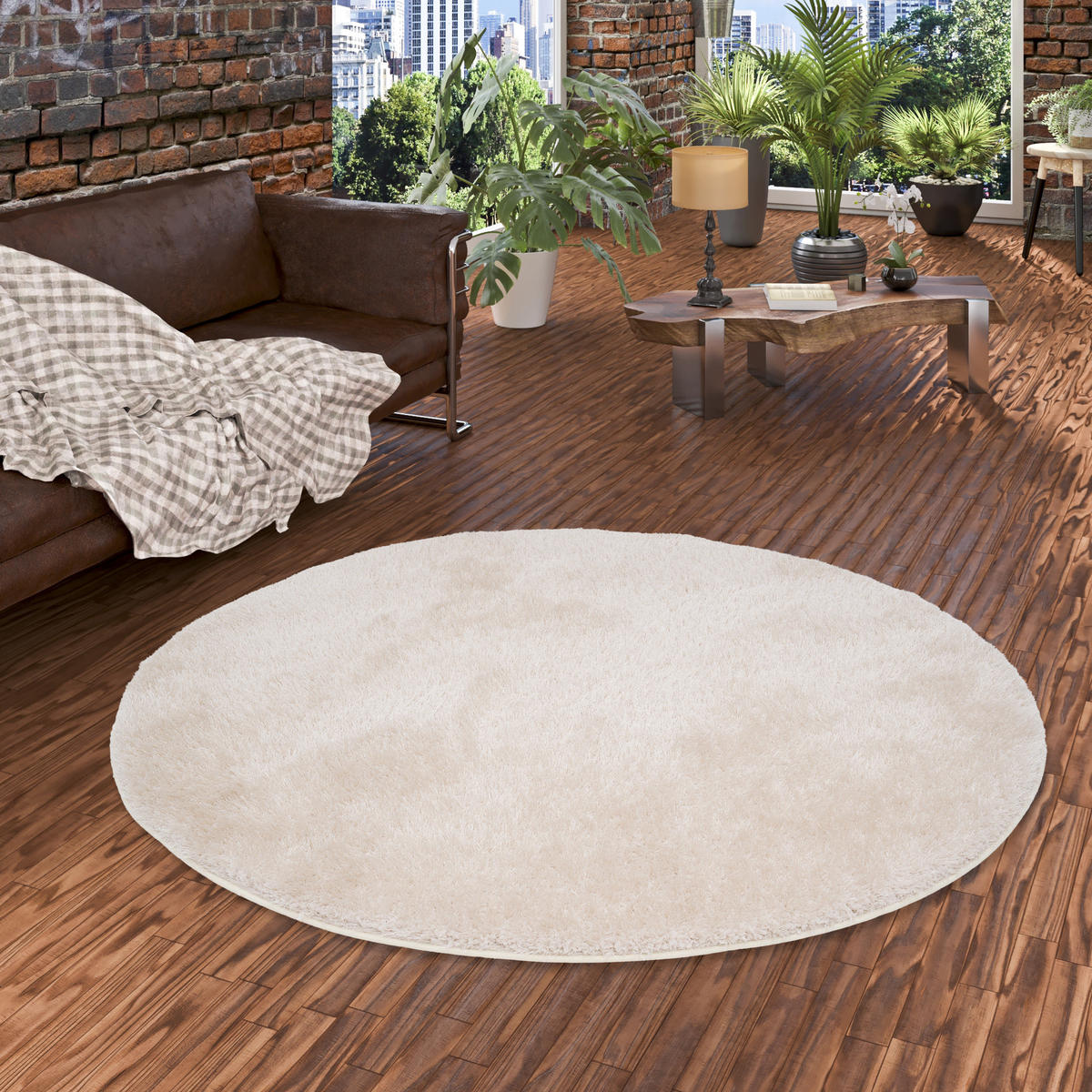 HOCHFLOR SHAGGY TEPPICH FEELING MIX RUND - Beige, Textil (100/100cm) - Snapstyle