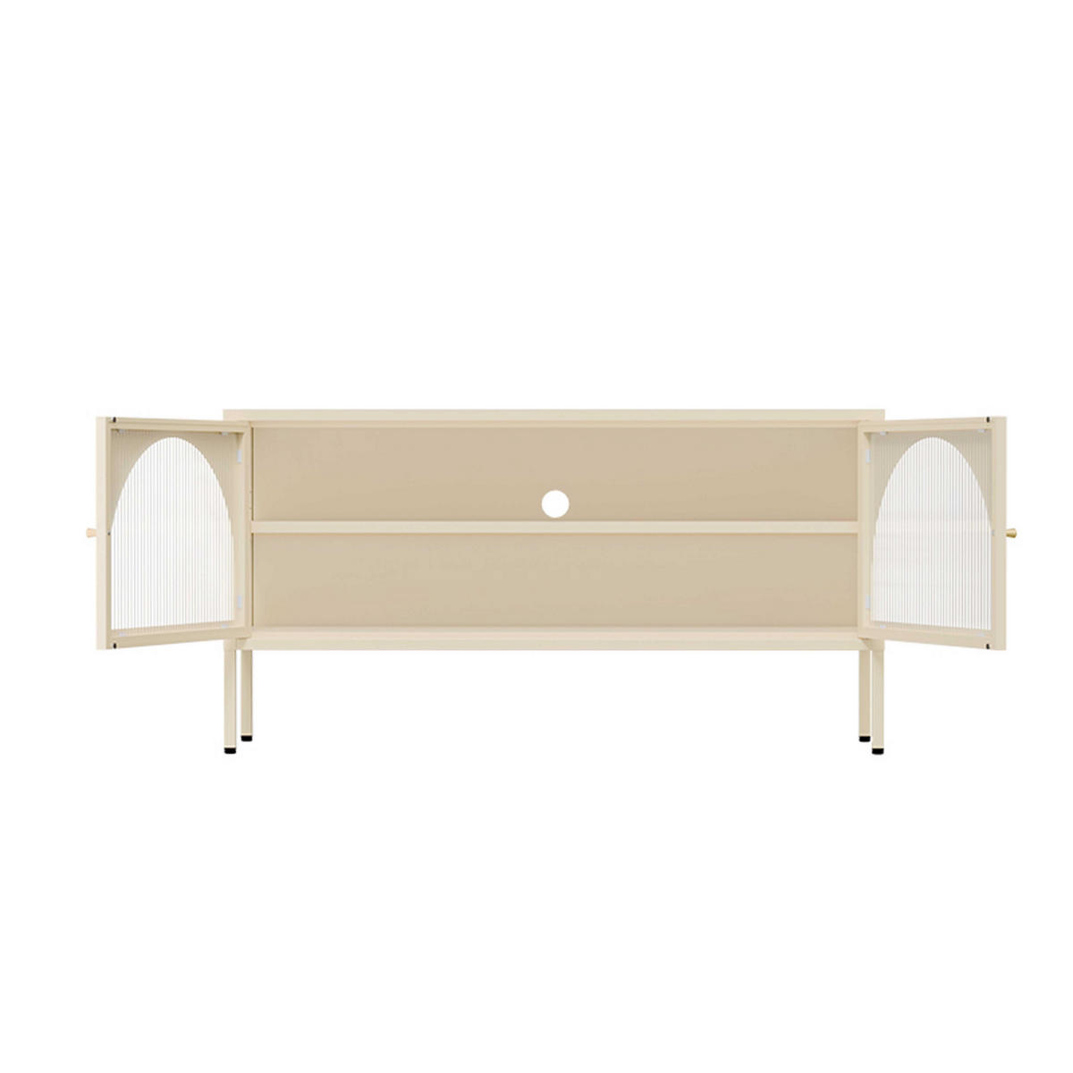 TV-SCHRANK 115 cm, Ekru - Weiß, Metall (35/60/115cm) - Oviala