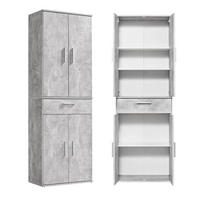 MEHRZWECKSCHRANK Der Praktische - Hellgrau/Weiß, Holzwerkstoff (60/180/34cm) - Mokebo