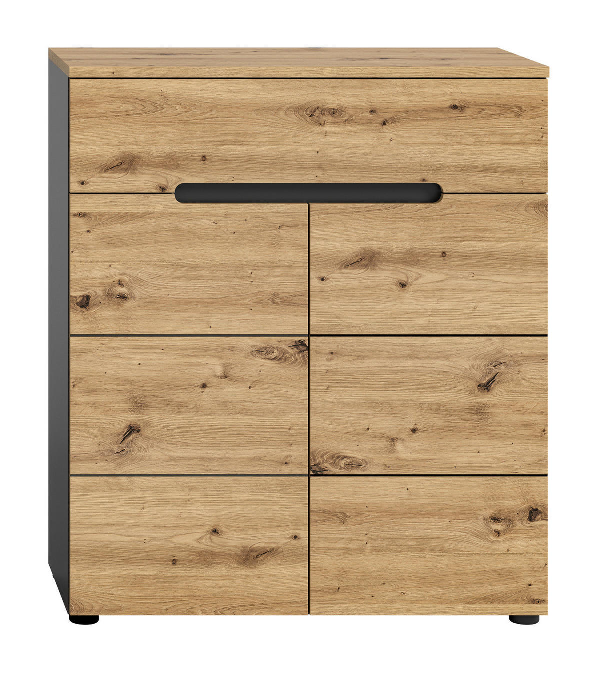 SCHUHSCHRANK Flurkommode Eiche Artisan und grau 80 cm, mit Soft-Close - Schwarz/Eiche Artisan, Holzwerkstoff/Kunststoff (80/94/37cm) - Inn.Furn