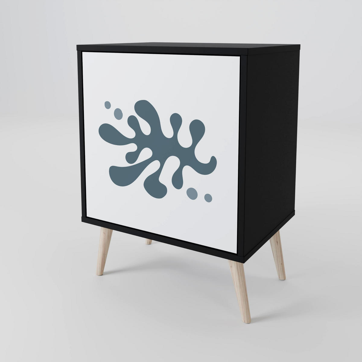 SIDEBOARD WONDERLAND VEGETATION, Schwarz, 57,5x42x70,5 cm, Schwarze Metall-Sternfüße - Multicolor/Schwarz, Holzwerkstoff/Metall (57.5/70.5/42cm) - SpaceRebels