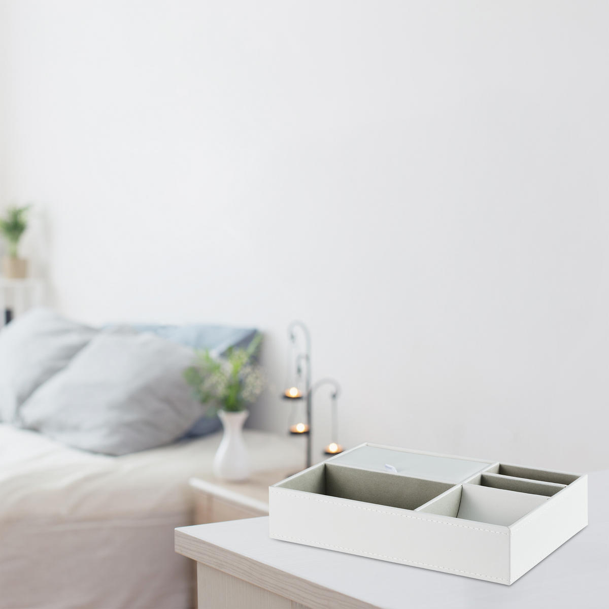 ZÁSOBNÍK na šperky - čierna, kompozitné drevo/textil (25.5/5/18.5cm) - Relaxdays