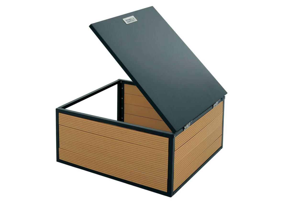 MÄHROBOTER-GARAGE mit Deckel 35x60x70cm WPC Metall Eiche-Optik - Eichefarben, Metall (60/35/70cm) - PROREGAL