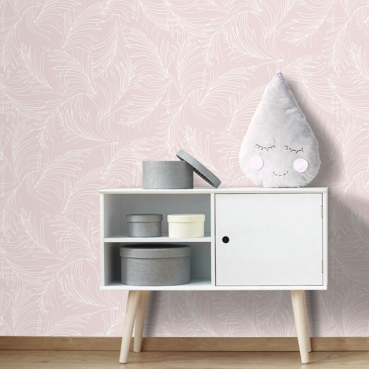 TAPETE gezeichnete Blätter - Pink, Papier (53/1000cm) - Sanders & Sanders