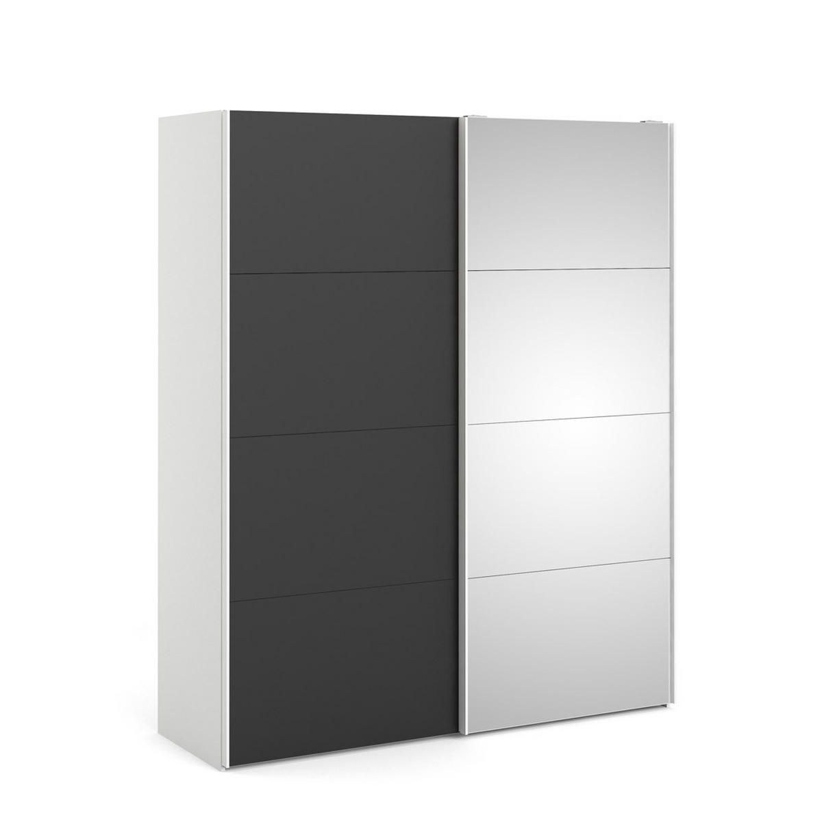 SCHWEBETÜRENSCHRANK mattschwarz - Weiß, Holzwerkstoff (183/221/61cm) - ebuy24