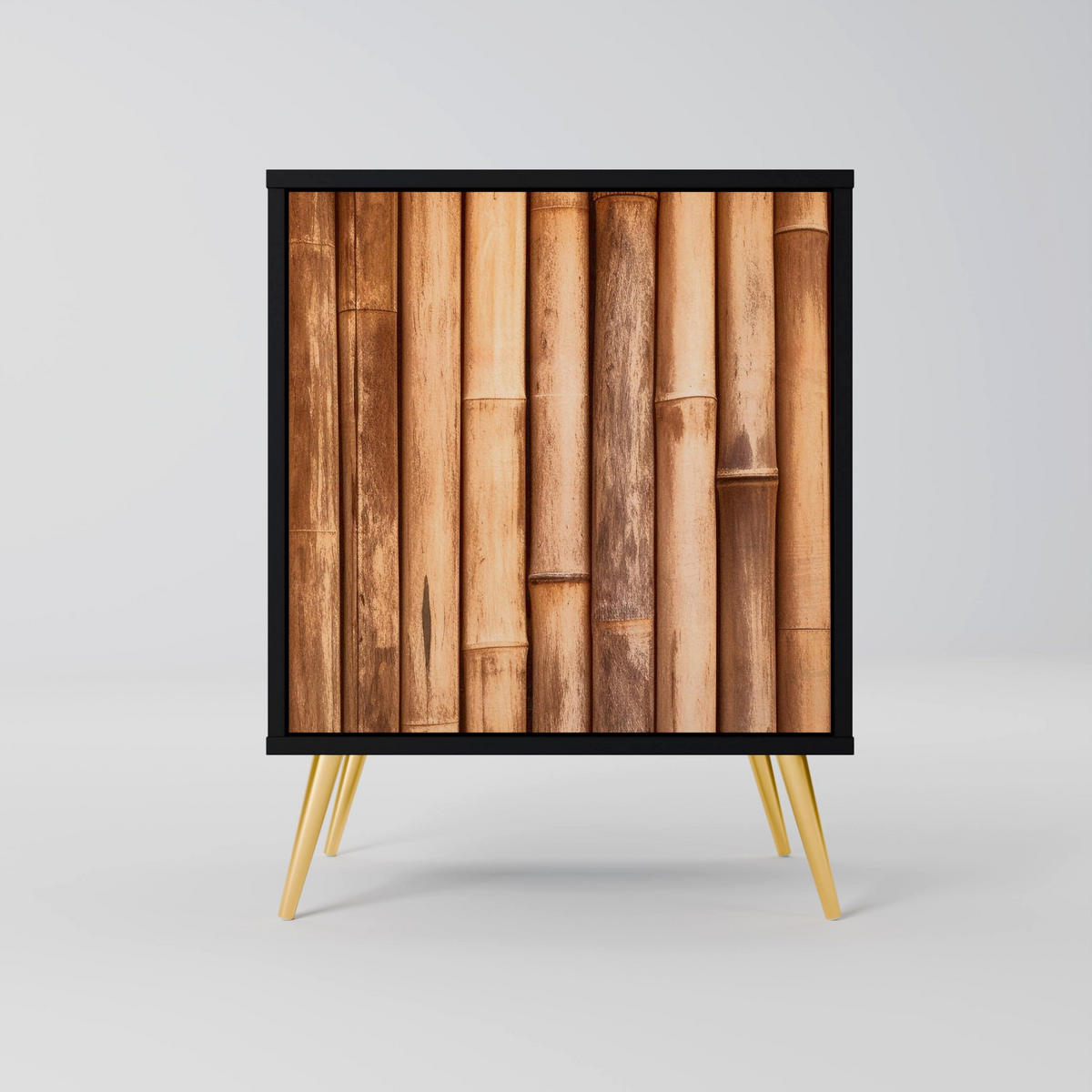 SIDEBOARD NATURAL WOOD, Schwarz, 57,5x42x67,5 cm, Schwarze Metall-Rahmenfüße - Multicolor/Schwarz, Holzwerkstoff/Metall (57.5/67.5/42cm) - SpaceRebels