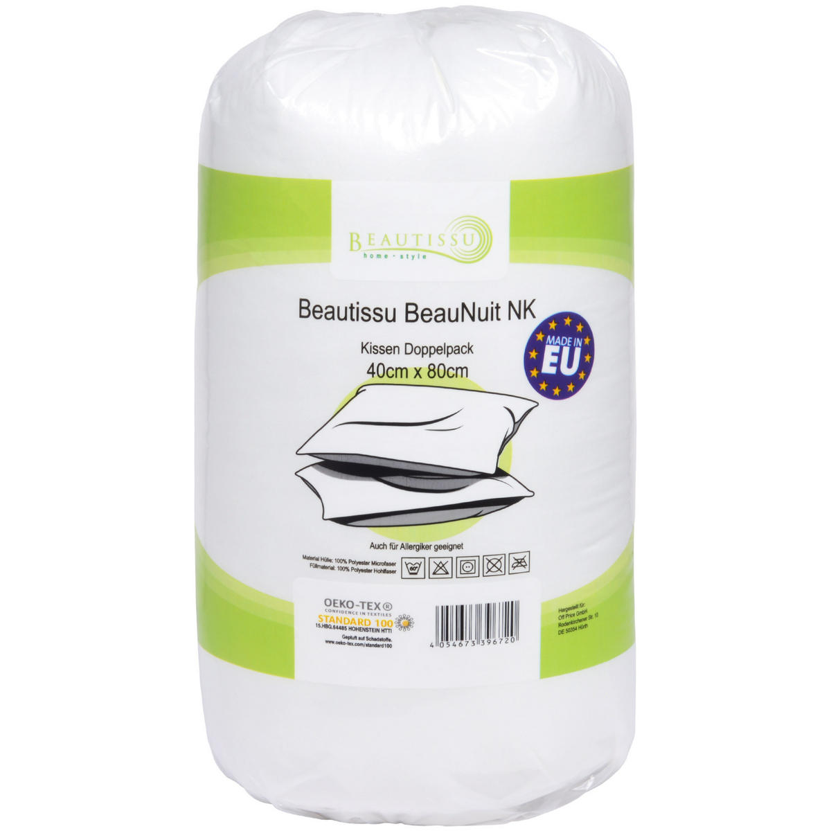 KOPFKISSEN BeauNuit NK 80/80cm - Weiß, Textil (80/80cm) - Beautissu 